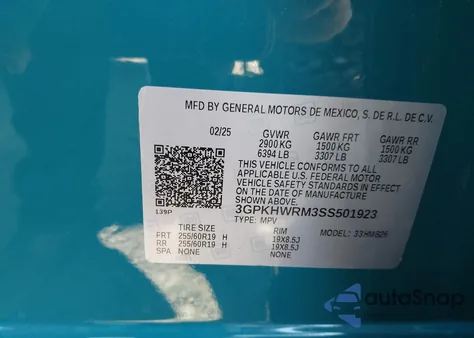 2025 Honda Prologue Touring z USA, uszkodzony, nr VIN 3GPKHWRM3SS501923